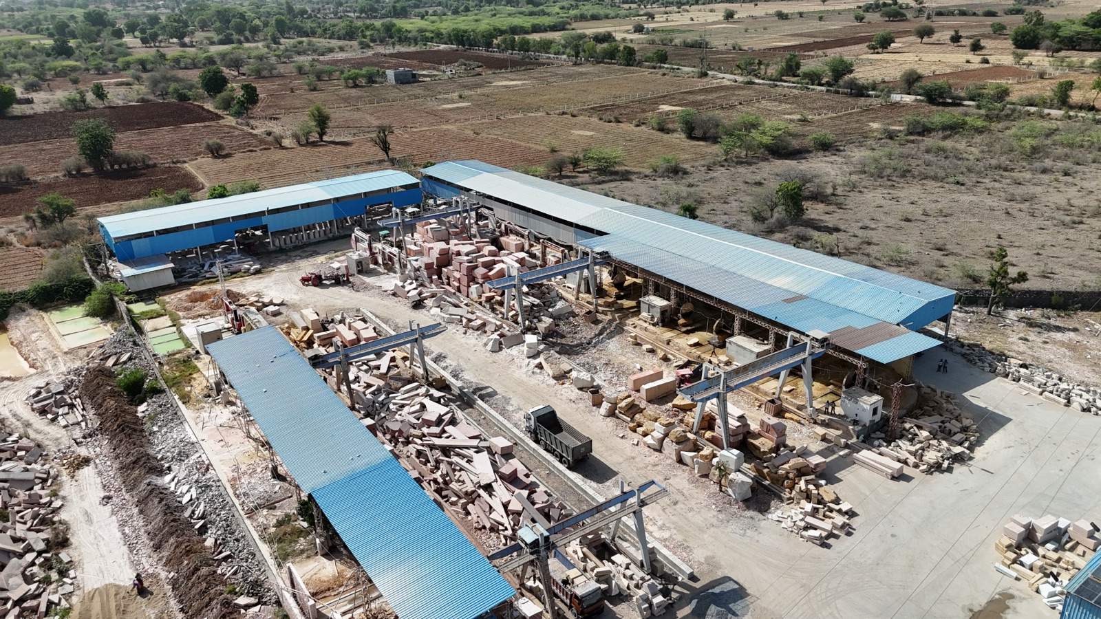 Aerial view of processing yard